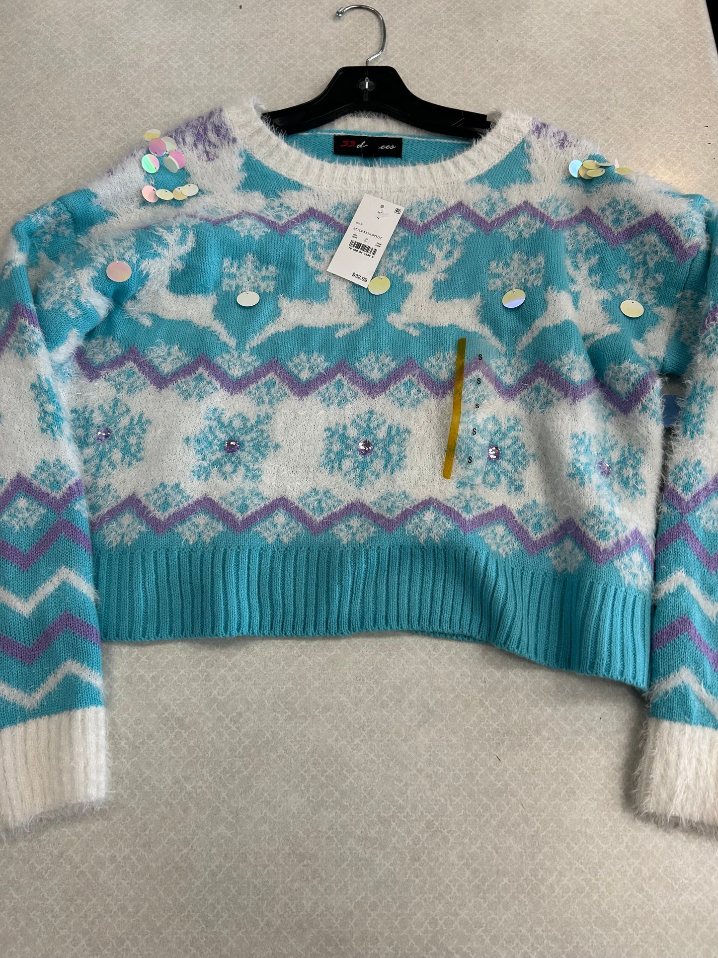 Sweater By Clothes Mentor In Blue & White, Size: S