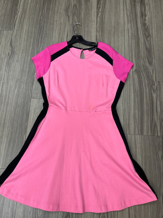 Dress Casual Midi By New York And Co In Black & Pink, Size: L