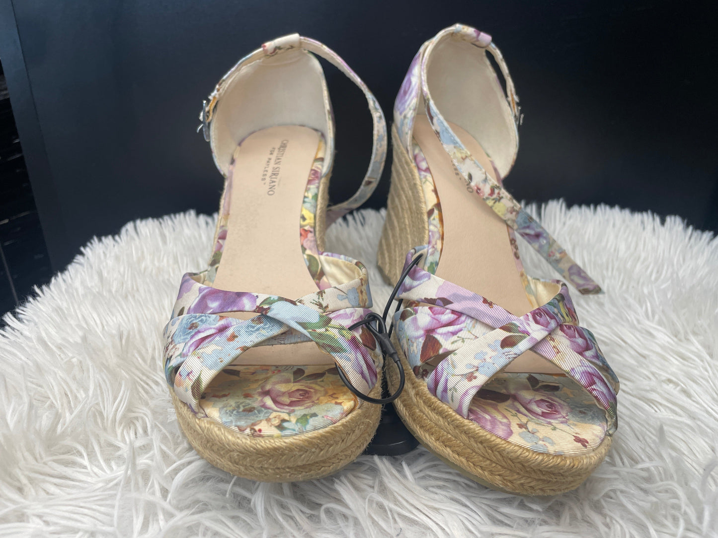 Floral Sandals Heels Wedge Christian Siriano, Size 11