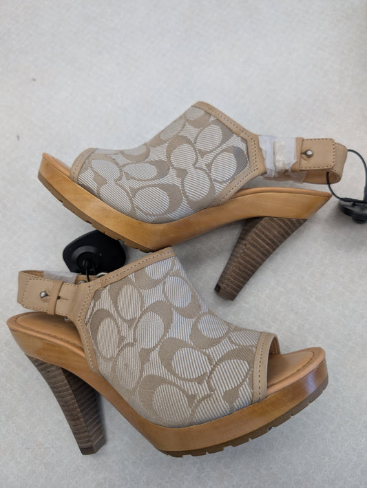 Shoes Heels Block By Coach In Tan, Size: 7.5