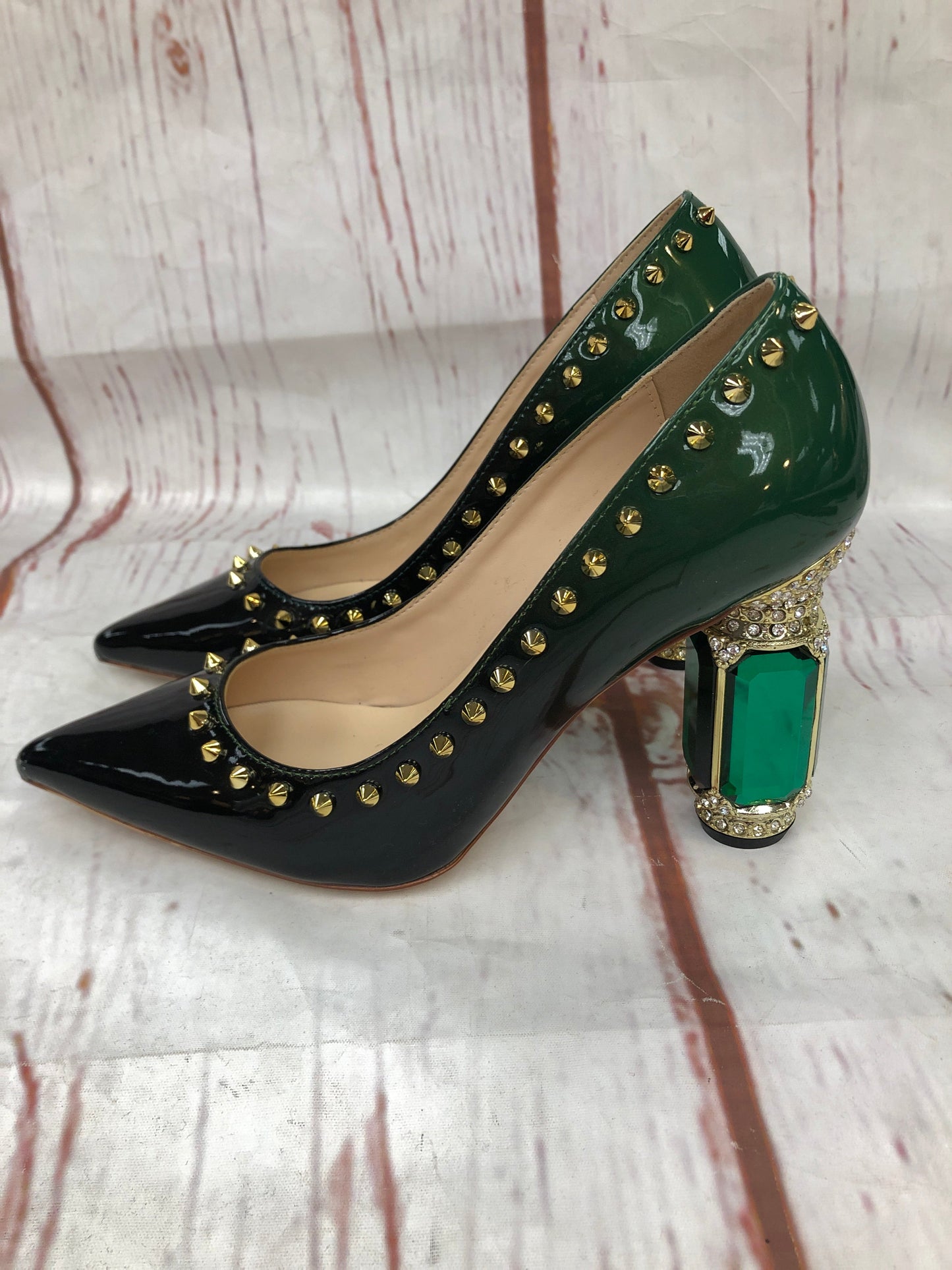 Shoes Heels Block By Clothes Mentor In Black & Green, Size: 8