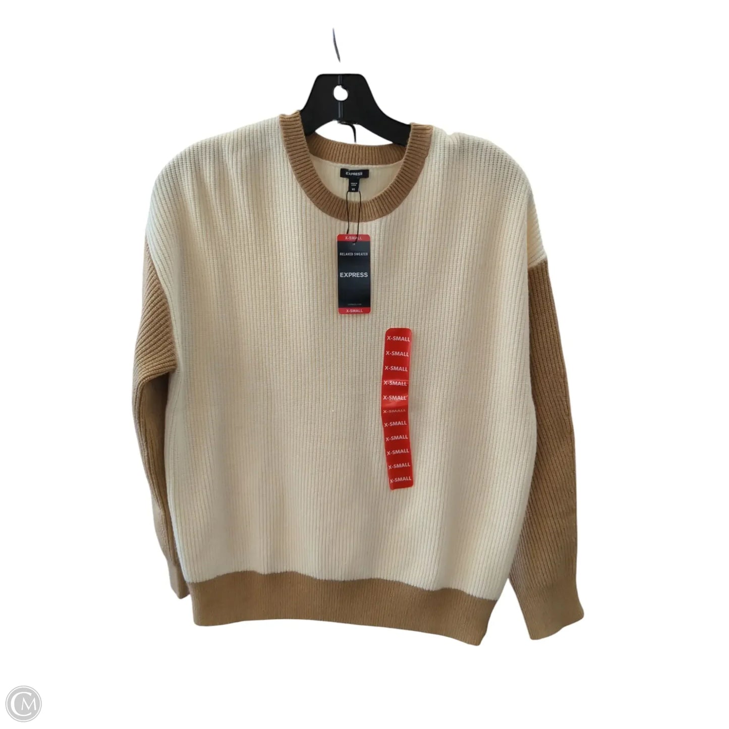 Sweater By Express In Cream & Tan, Size: Xs