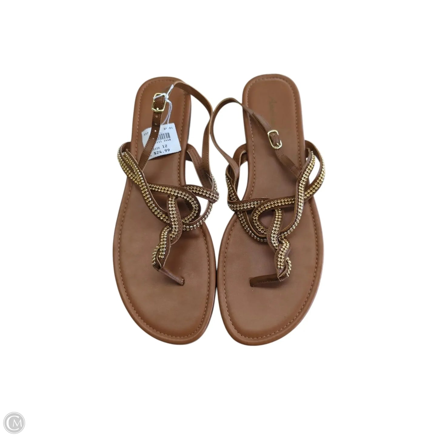 Sandals Flats By American Eagle In Brown & Gold, Size: 12