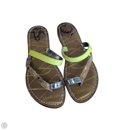 Sandals Flip Flops By Sam And Libby In Brown & Green, Size: 6