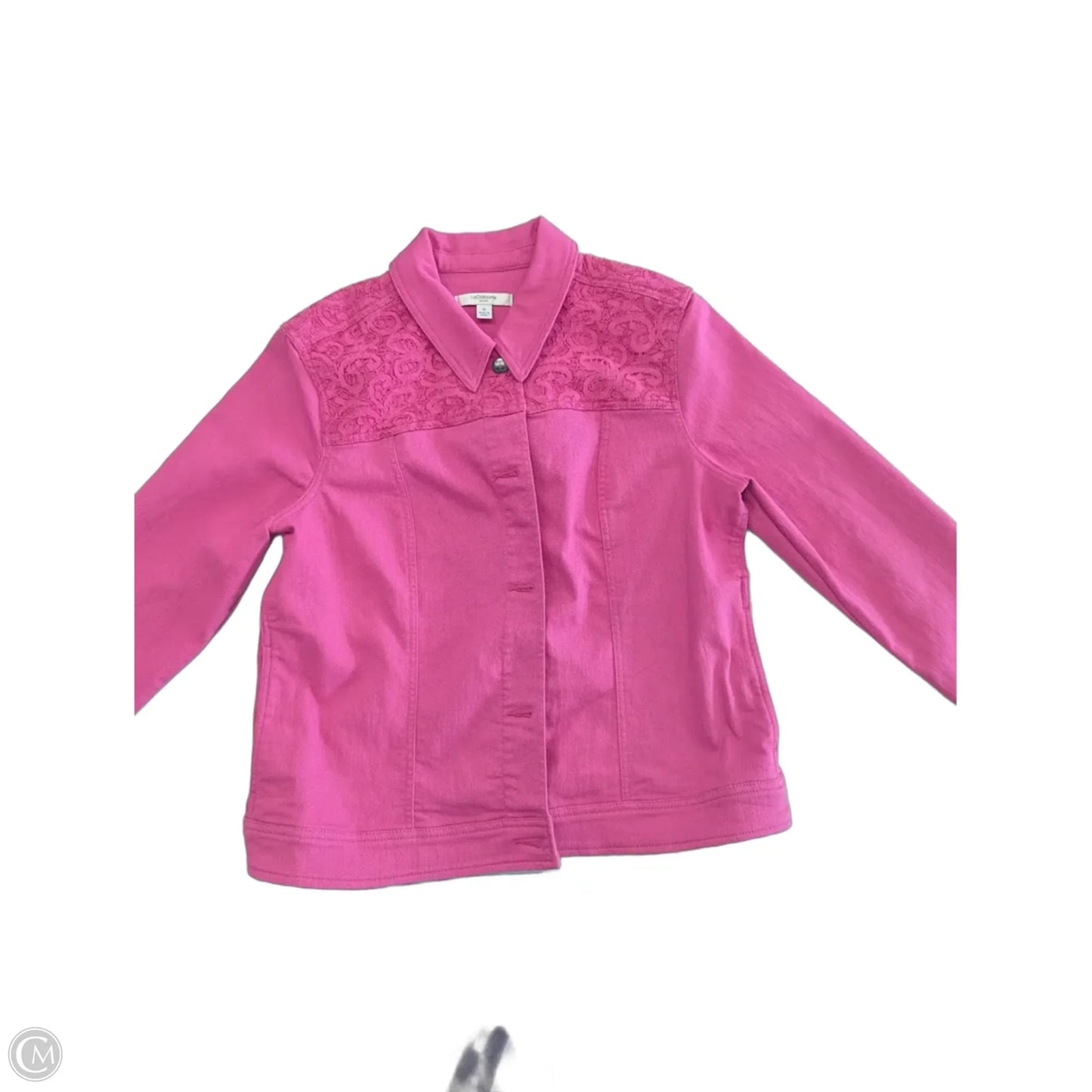 Jacket Denim By Liz Claiborne In Pink Denim, Size: L