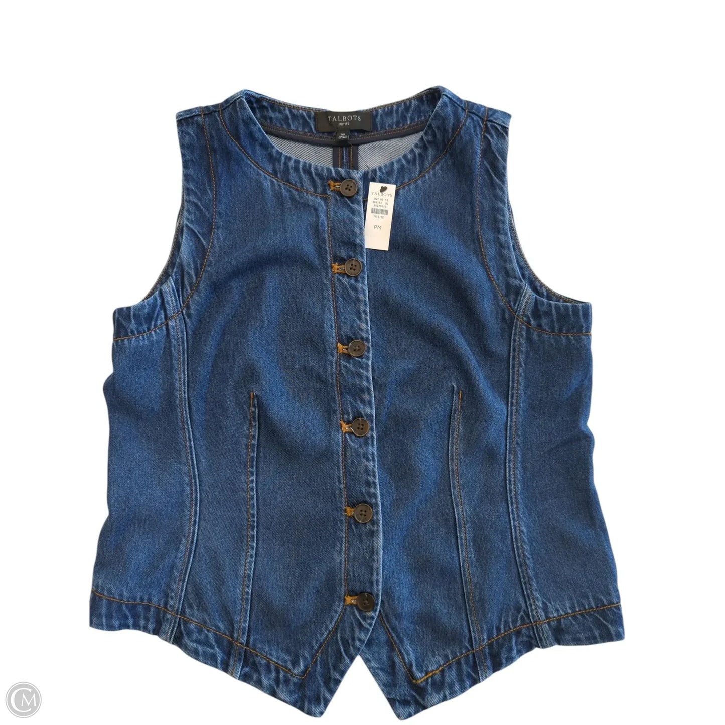 Vest Other By Talbots In Blue Denim, Size: Mp