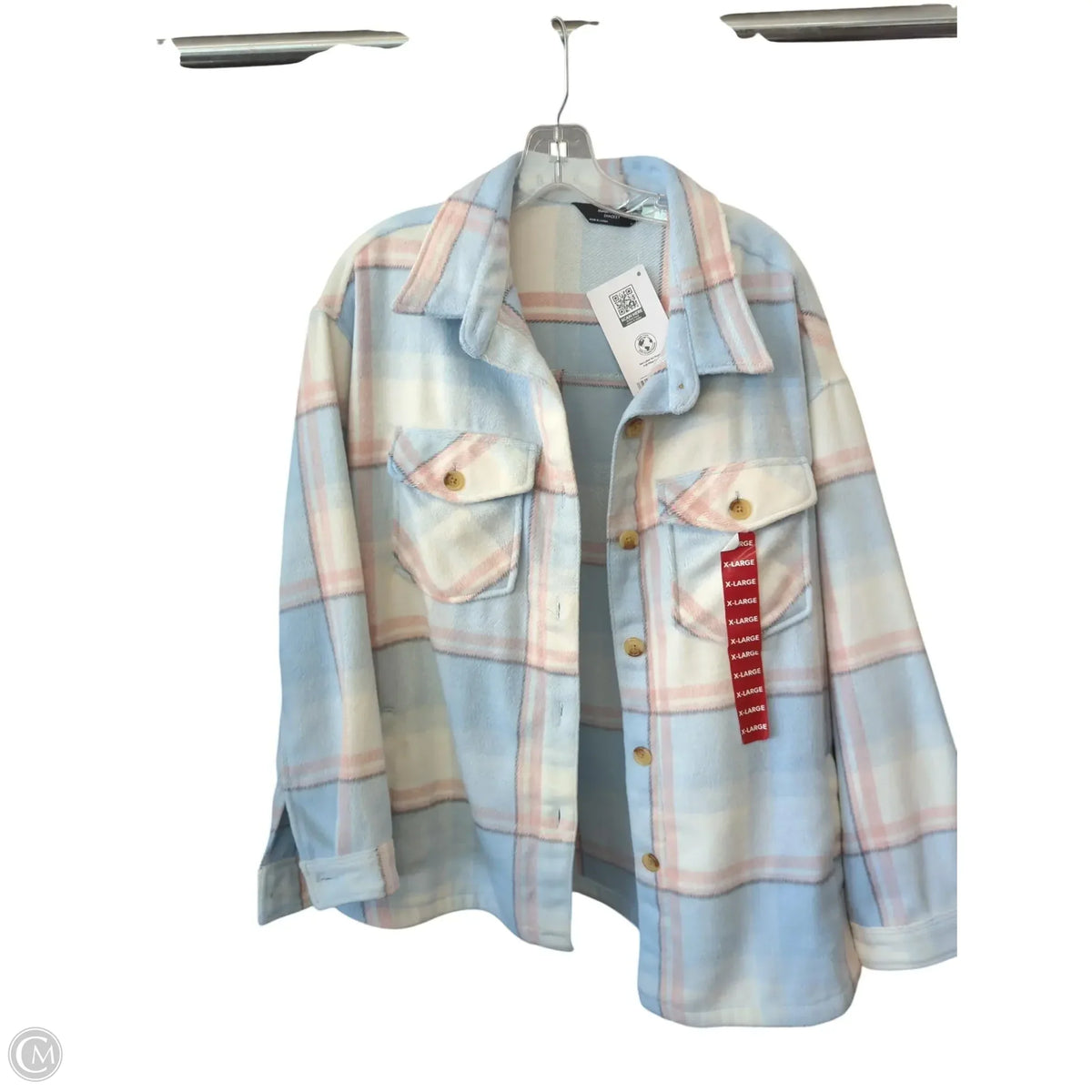 Jacket Shirt By Members Mark In Plaid Pattern, Size: Xl