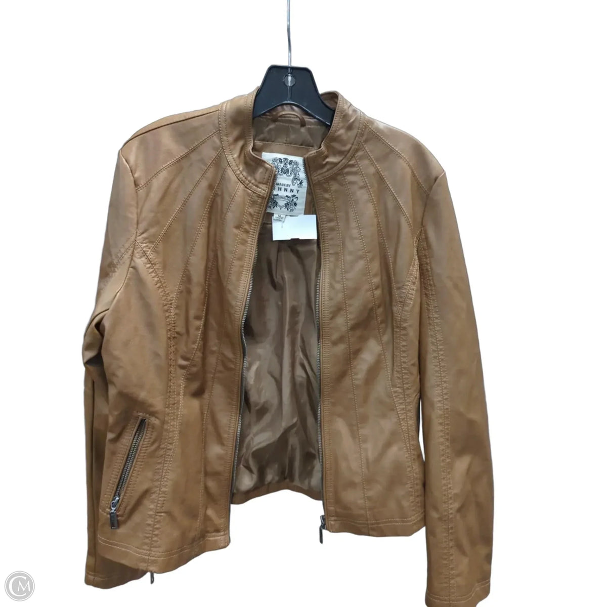 Jacket Moto By Clothes Mentor In Brown, Size: M