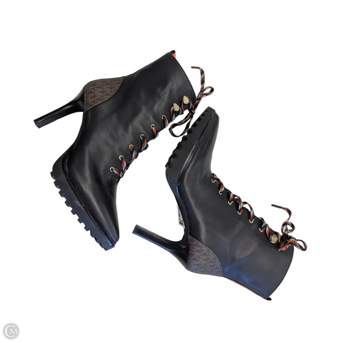 Boots Designer By Michael Kors In Black & Orange, Size: 8