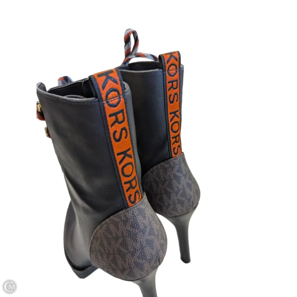 Boots Designer By Michael Kors In Black & Orange, Size: 8