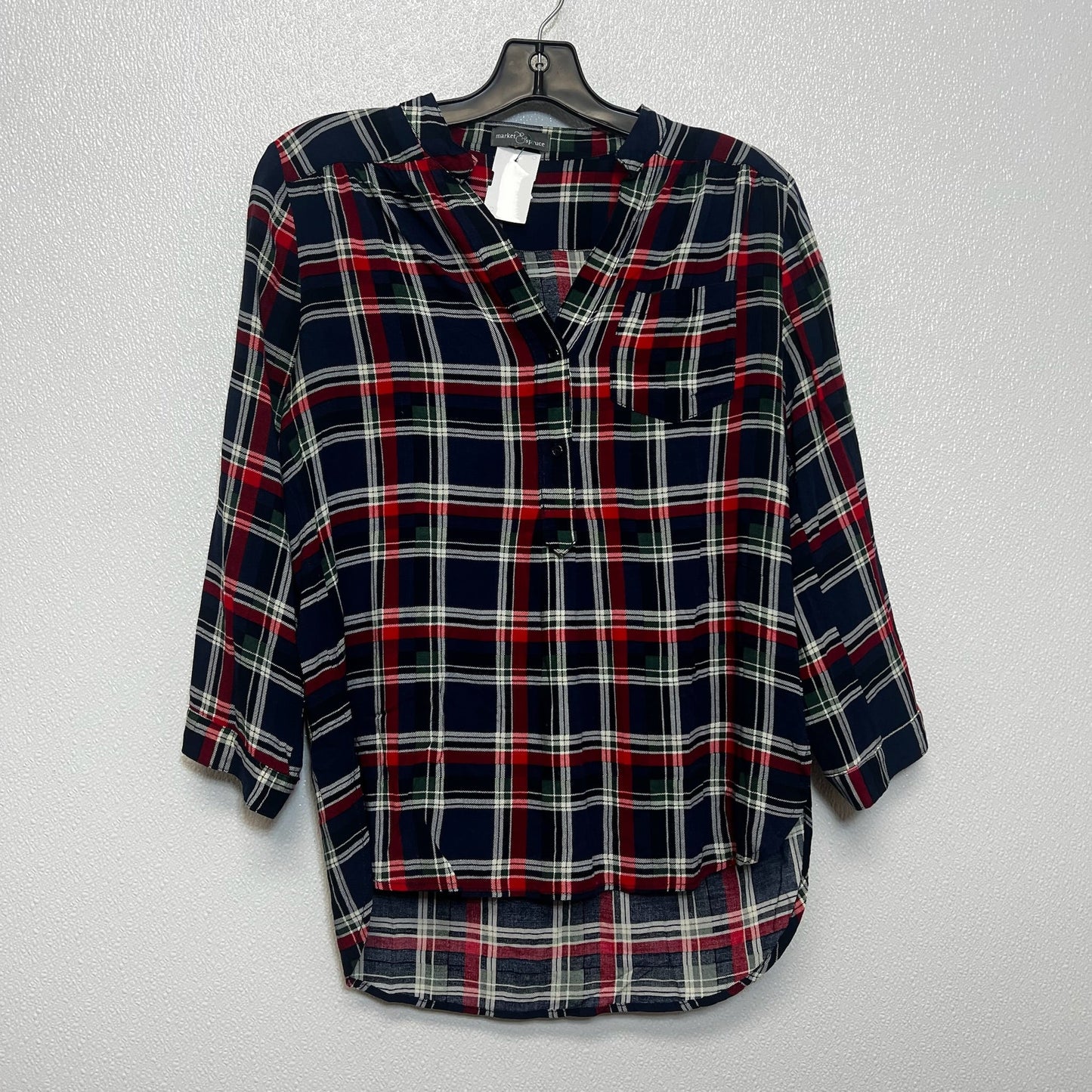 Top Long Sleeve By Market & Spruce In Plaid, Size: S