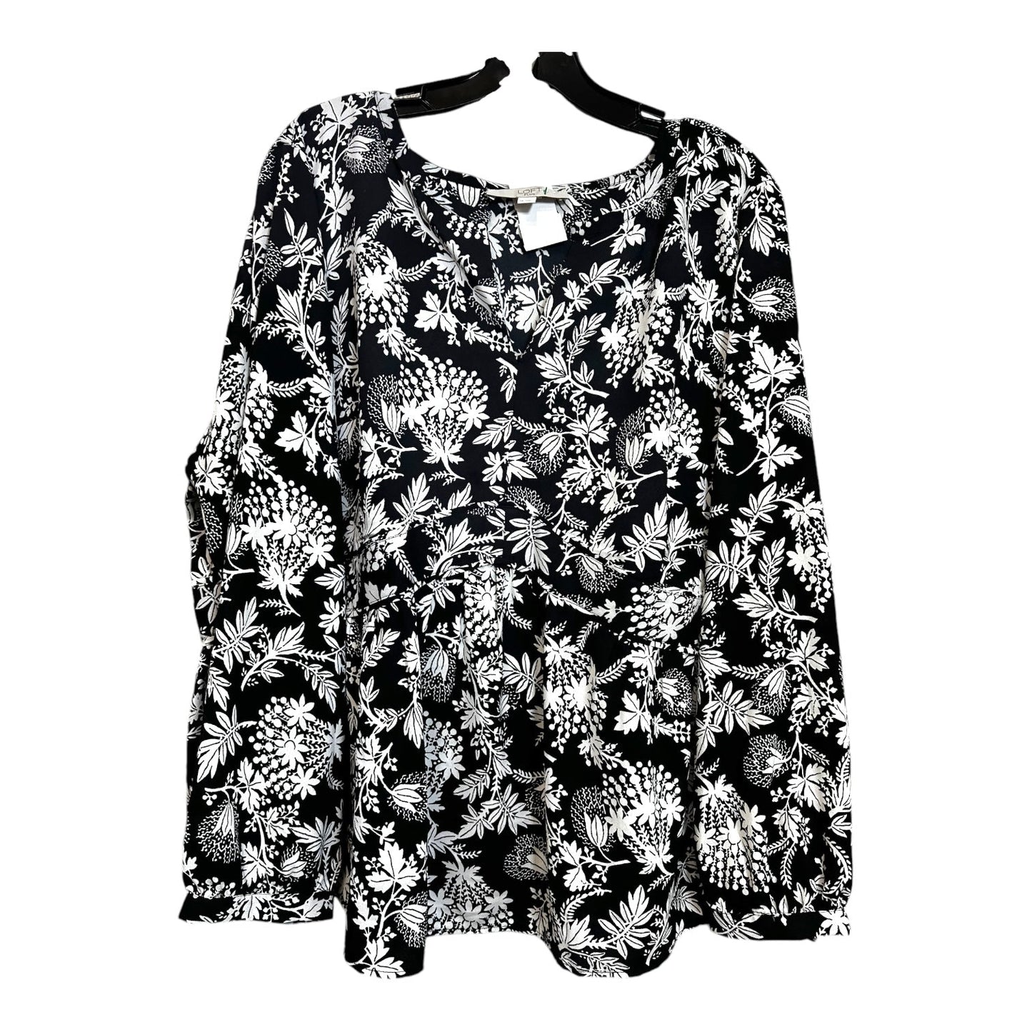 Top Long Sleeve By Loft In Black White, Size: 18