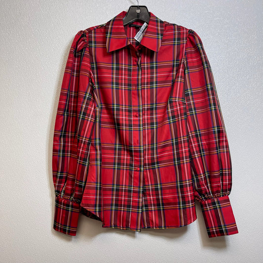 Top Long Sleeve By Boston Proper In Plaid, Size: S