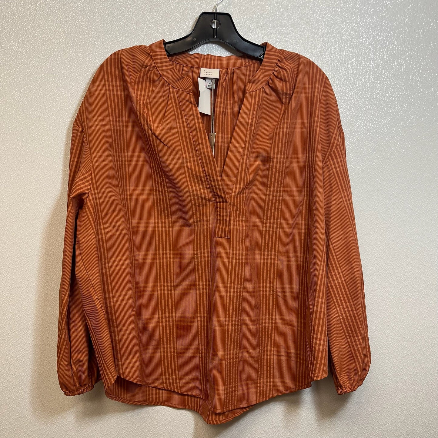 Top Long Sleeve By A New Day In Plaid, Size: Xl