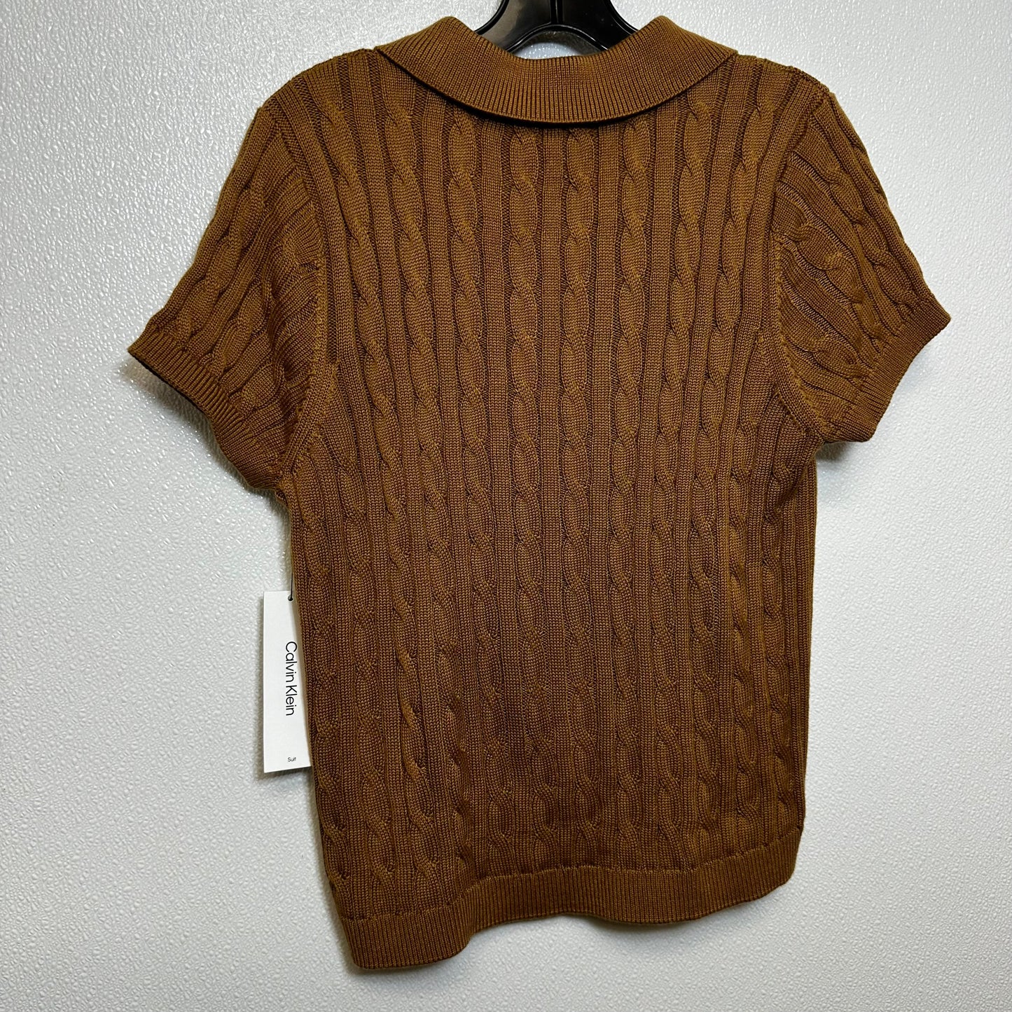 Top Short Sleeve By Calvin Klein O In Wheat, Size: L