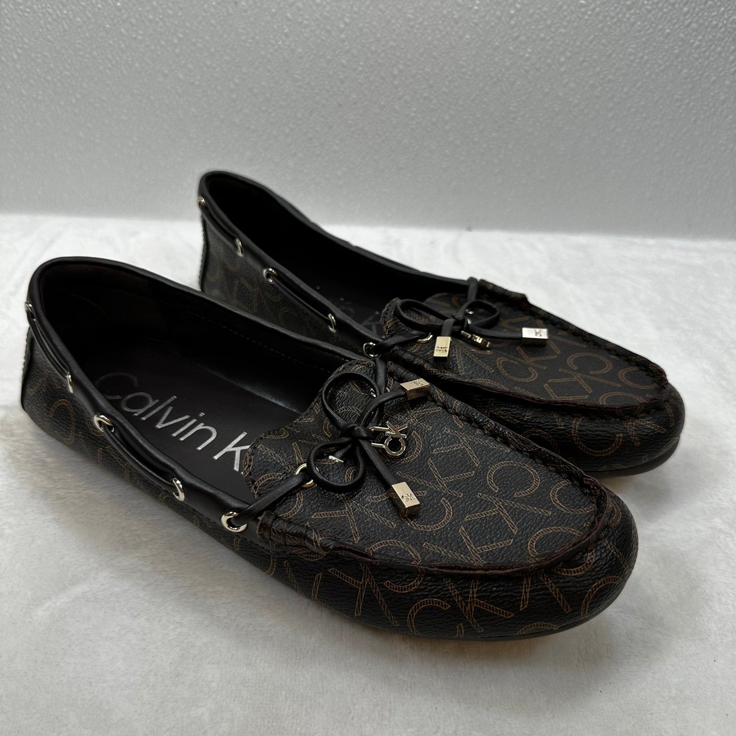 Shoes Flats Boat By Calvin Klein O In Monogram, Size: 8