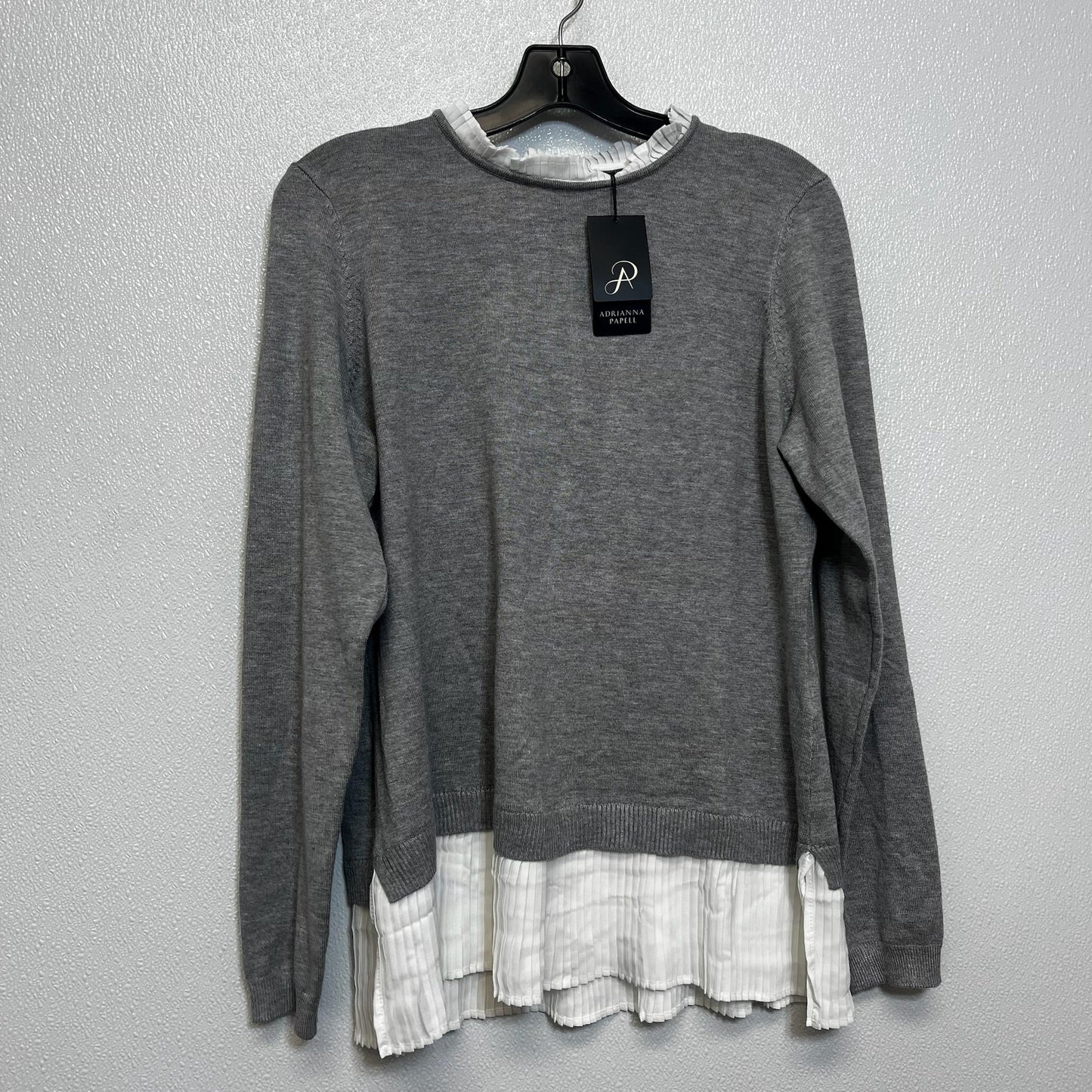 Sweater By Adrianna Papell In Grey, Size: L