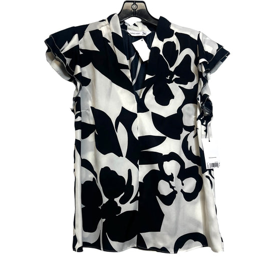 Top Short Sleeve By Nine West Apparel In Black White, Size: S