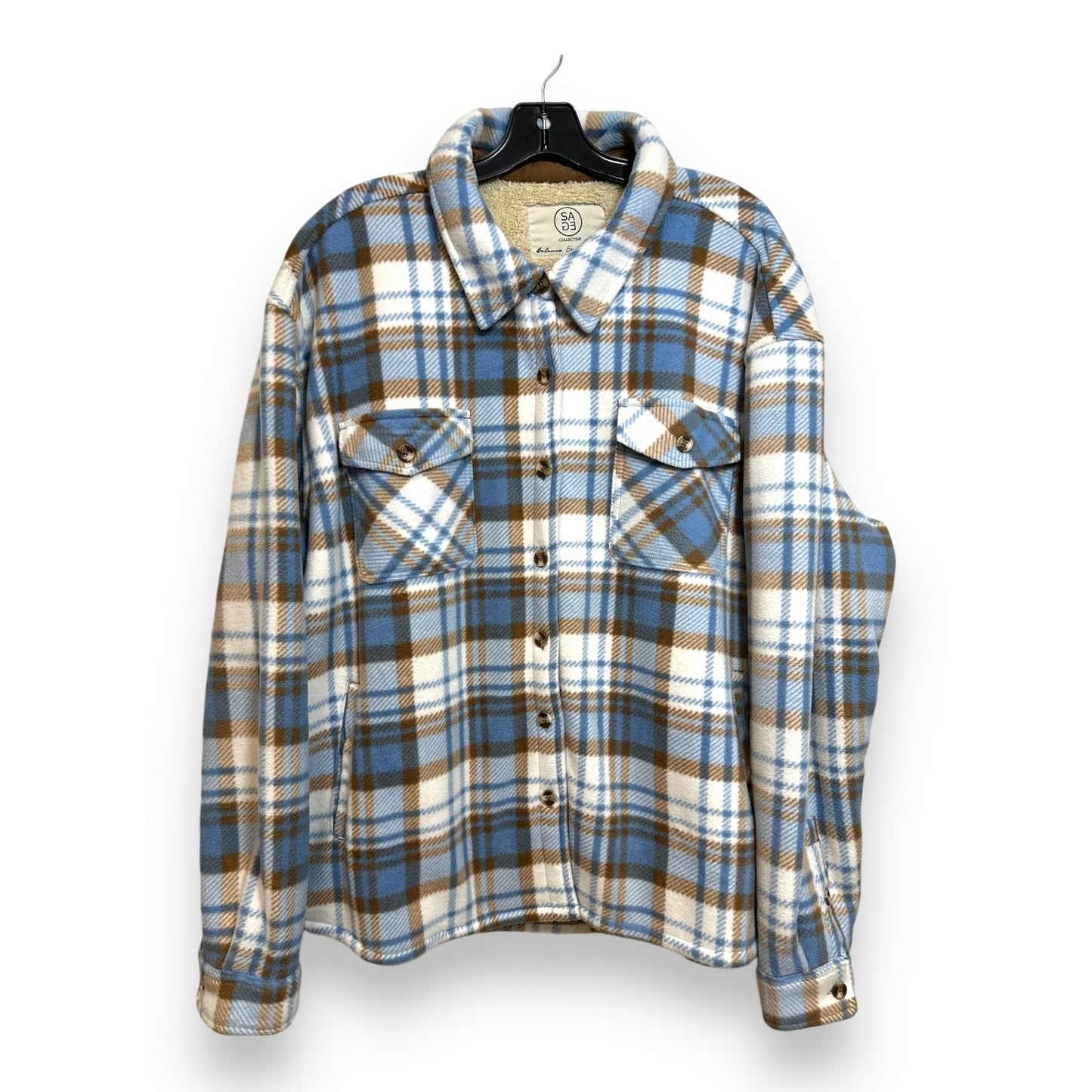 Jacket Shirt By Sage In Plaid Pattern, Size: Xxl