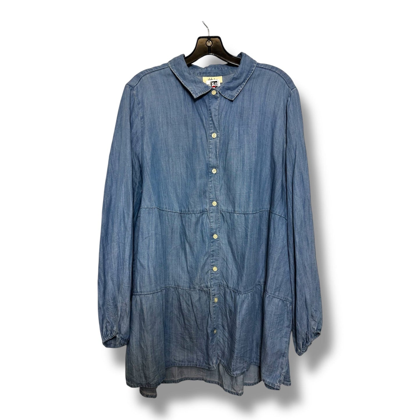 Top Long Sleeve By Style And Company In Blue Denim, Size: 3x