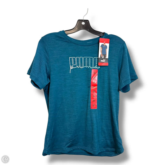 Athletic Top Short Sleeve By Puma In Teal, Size: M