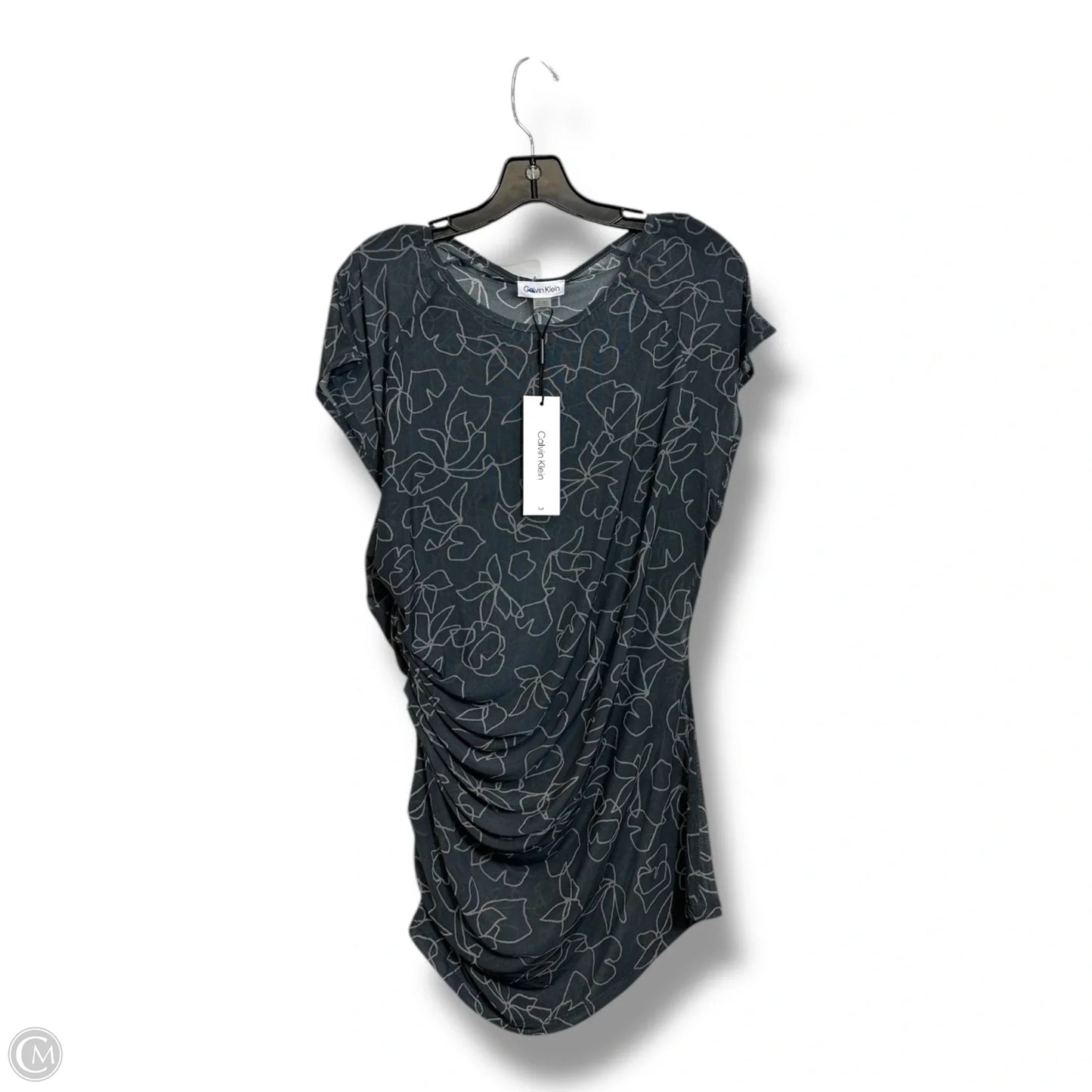 Top Short Sleeve By Calvin Klein In Grey, Size: L