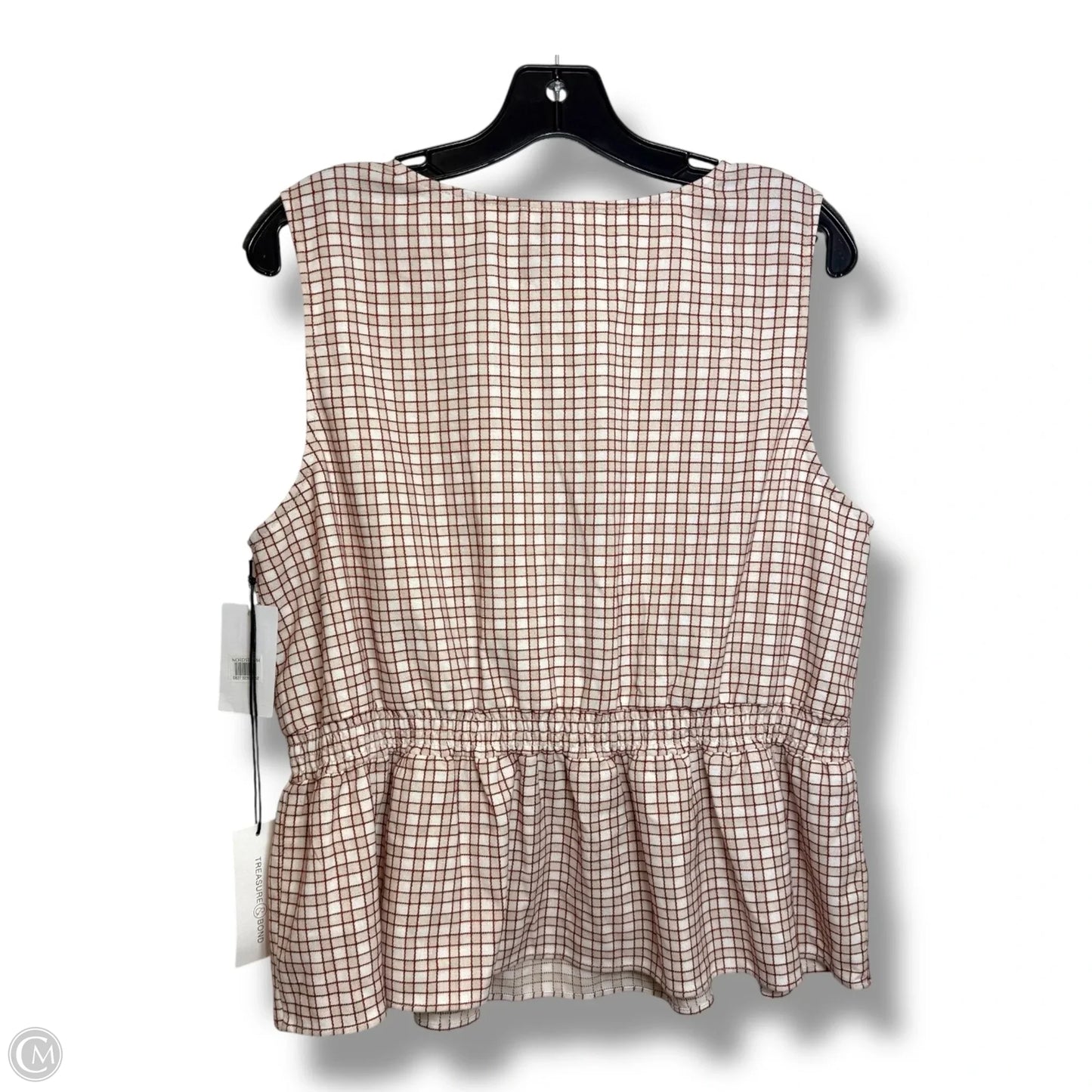 Top Sleeveless By Treasure And Bond In Plaid Pattern, Size: L