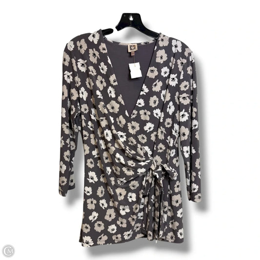 Top 3/4 Sleeve By Anne Klein In Grey, Size: L