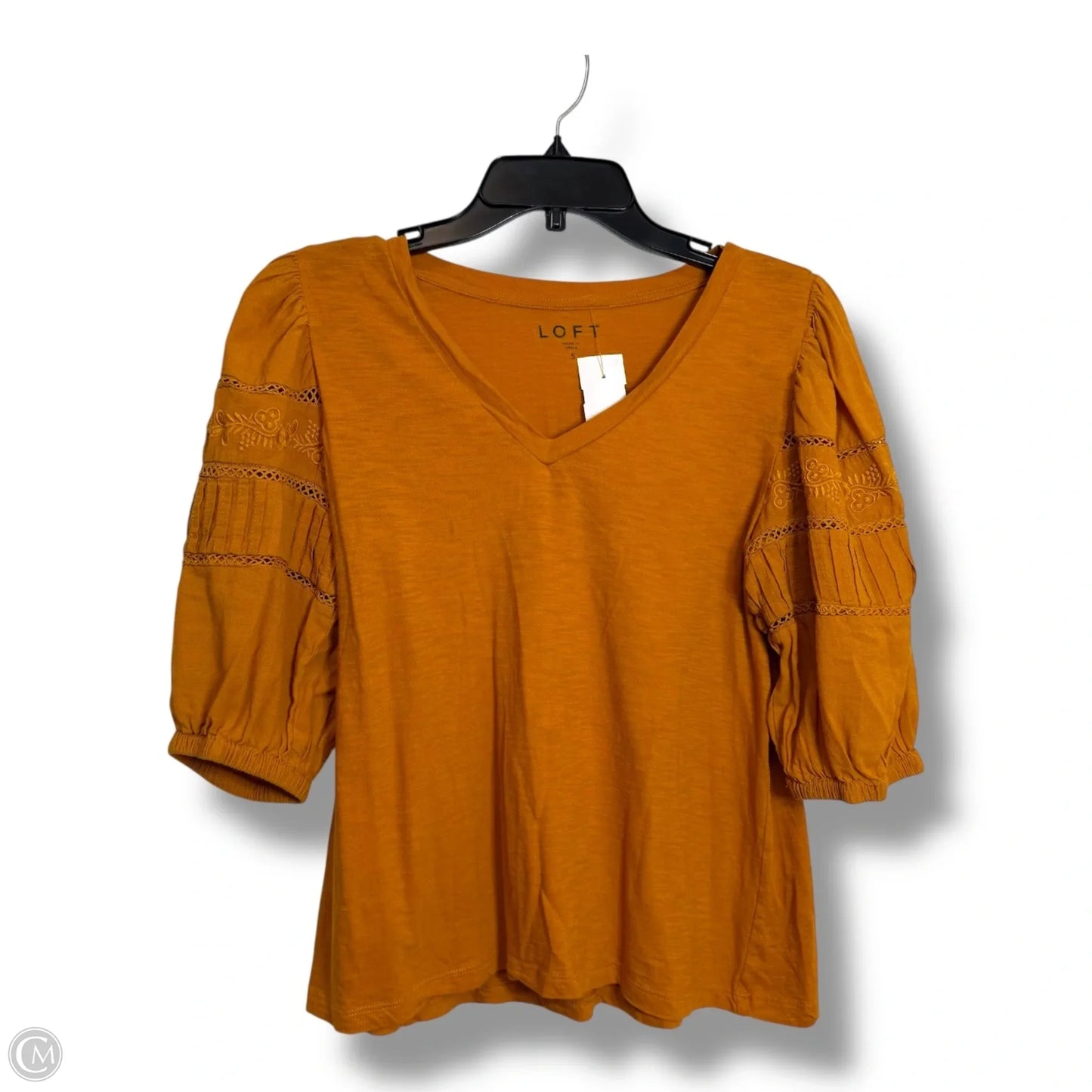 Top Short Sleeve Basic By Loft In Gold, Size: S