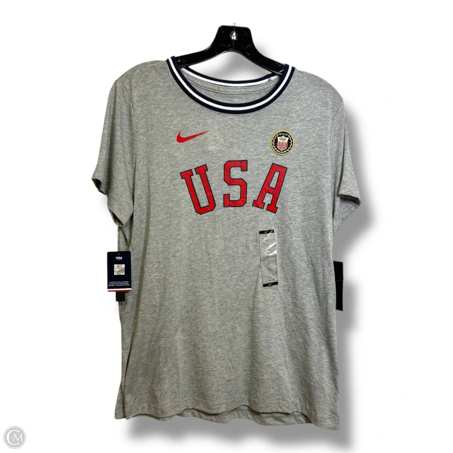 USA Top Short Sleeve Basic By Nike Apparel In Grey, Size: L