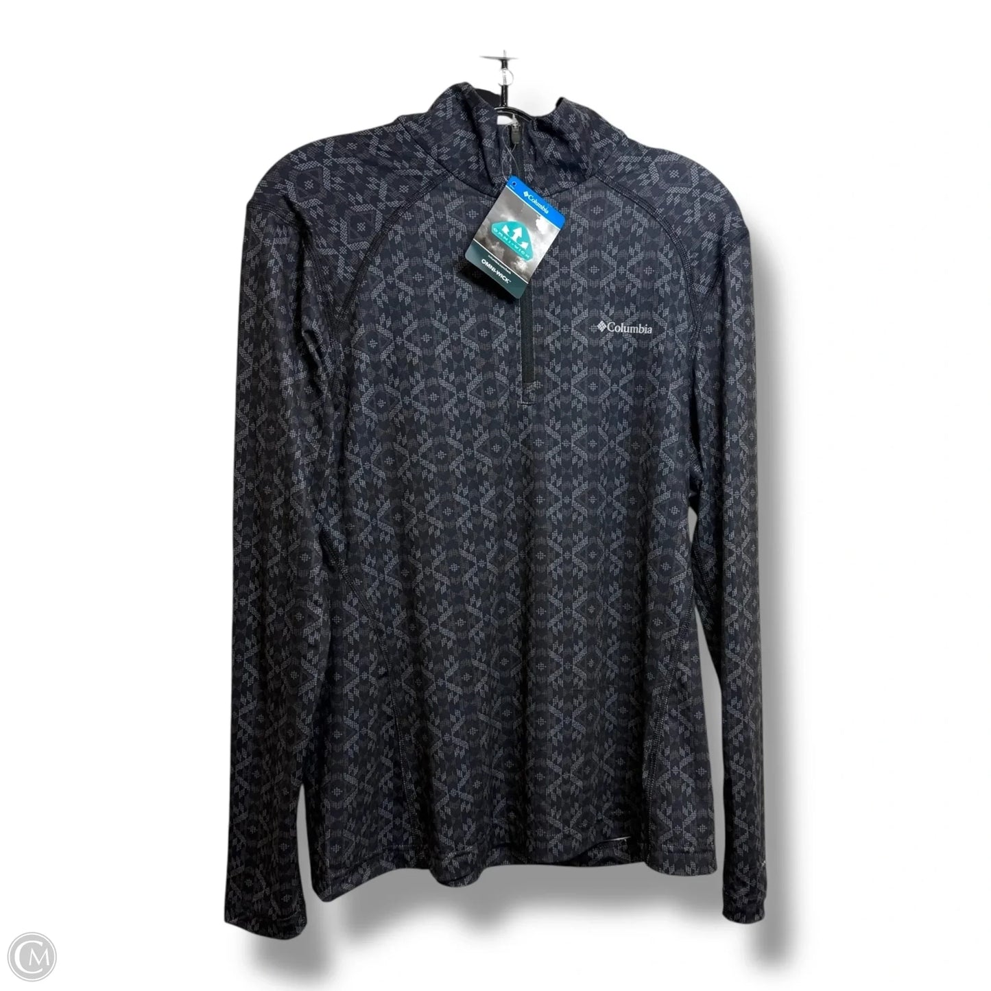 Athletic Top Long Sleeve Collar By Columbia In Black & Brown, Size: L