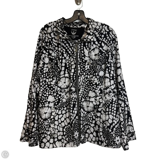 Jacket Windbreaker By Chicos In Black & White, Size: Xl