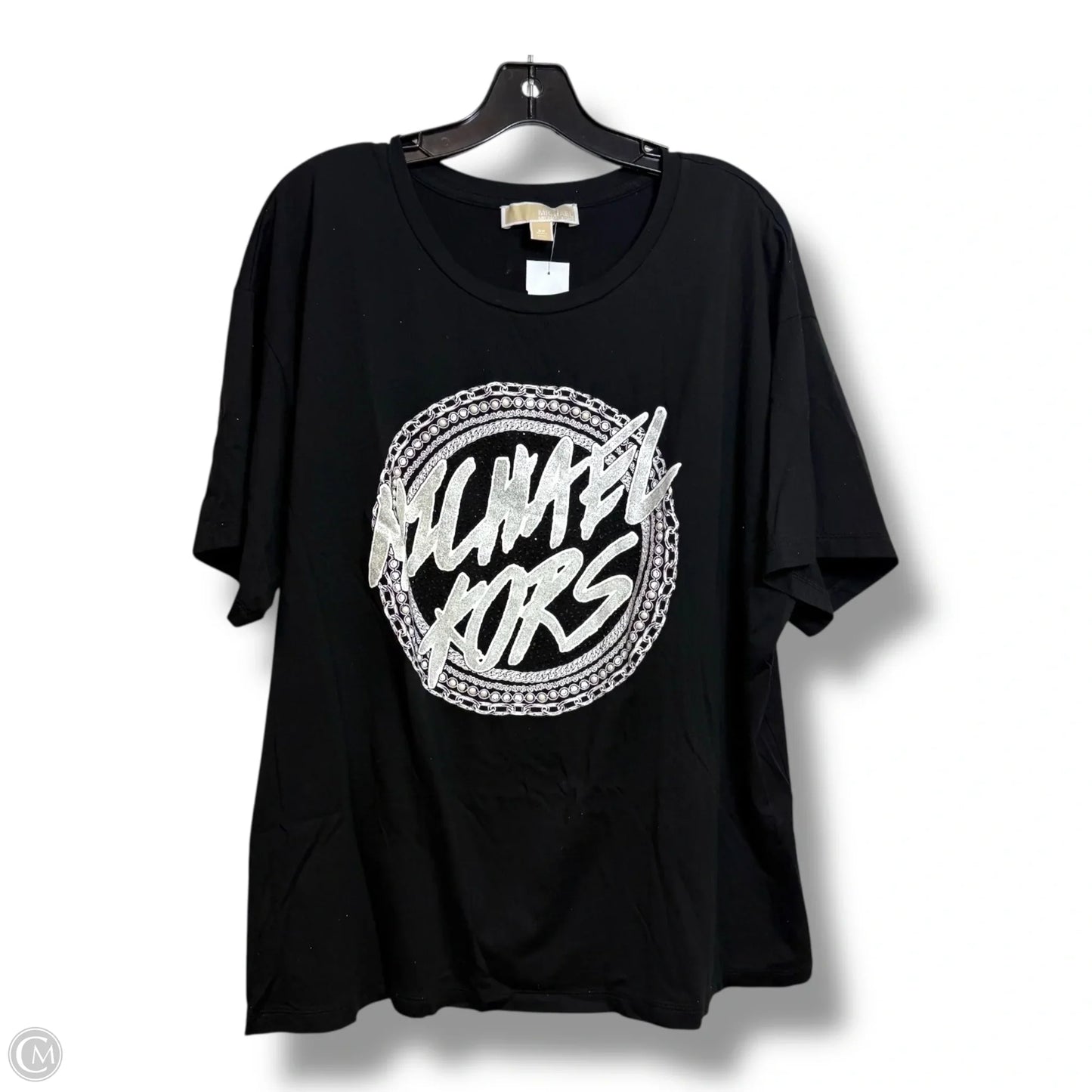 Top Short Sleeve Designer By Michael Kors In Black, Size: 2x