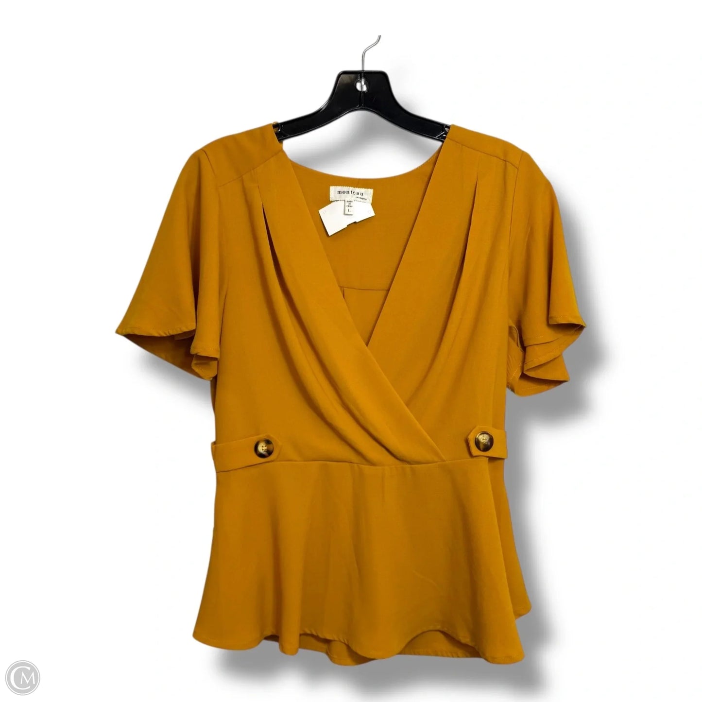 Top Short Sleeve By Monteau In Yellow, Size: L