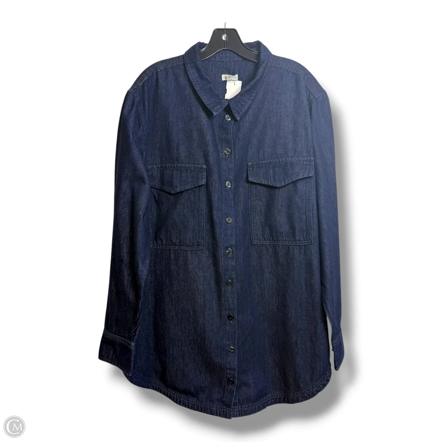 Top Long Sleeve By Pilcro In Blue Denim, Size: Xl