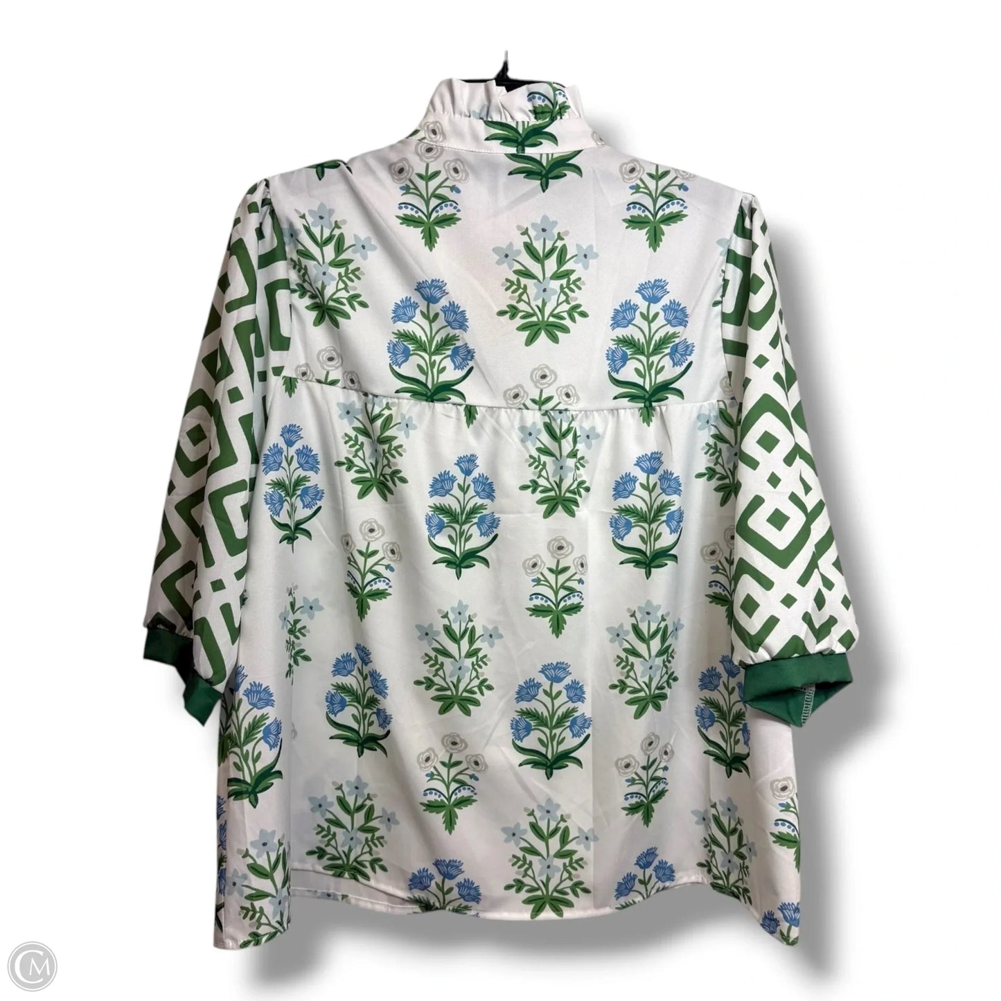 Top Short Sleeve By Clothes Mentor In Green & White, Size: L