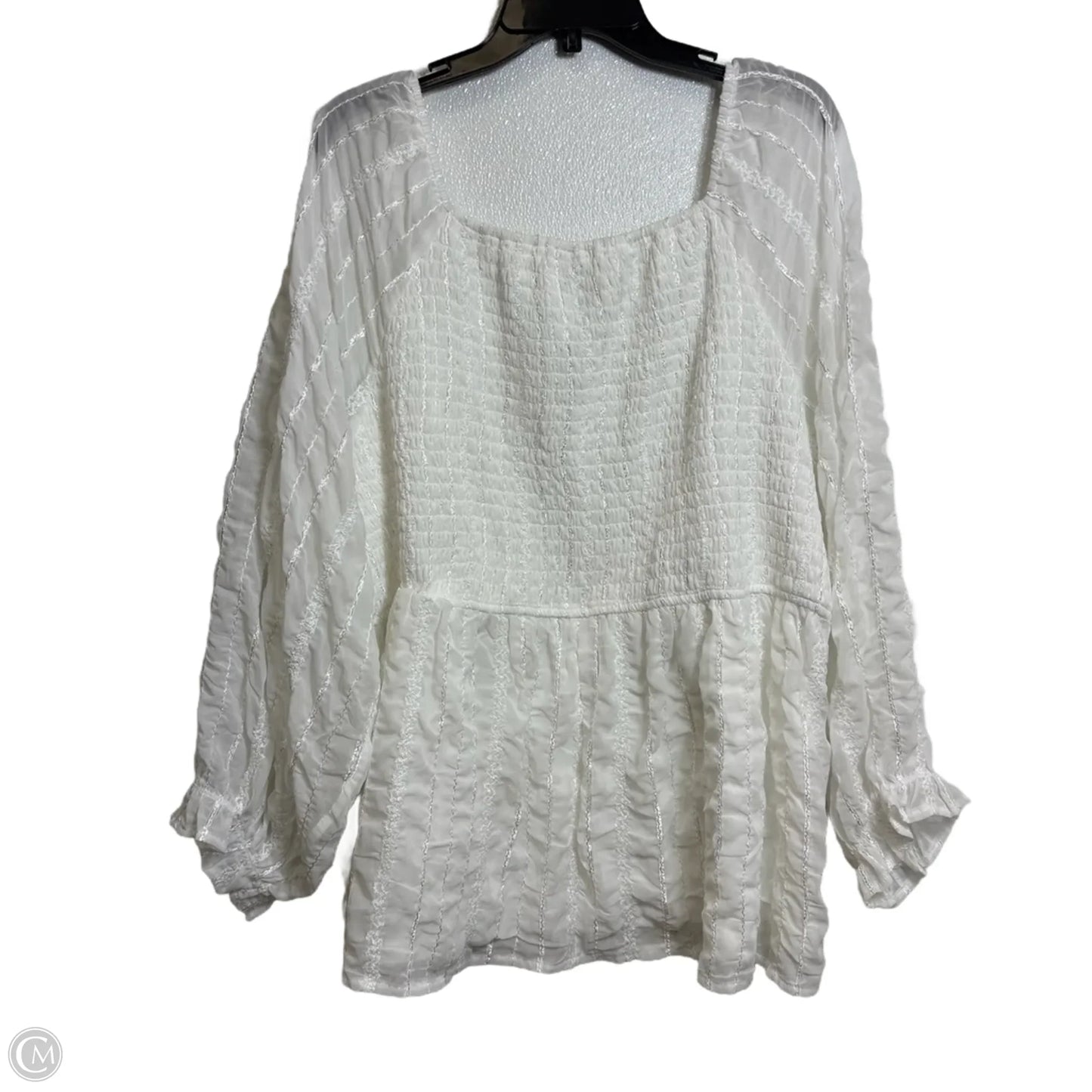 Top Long Sleeve By Arula In White, Size: 2x