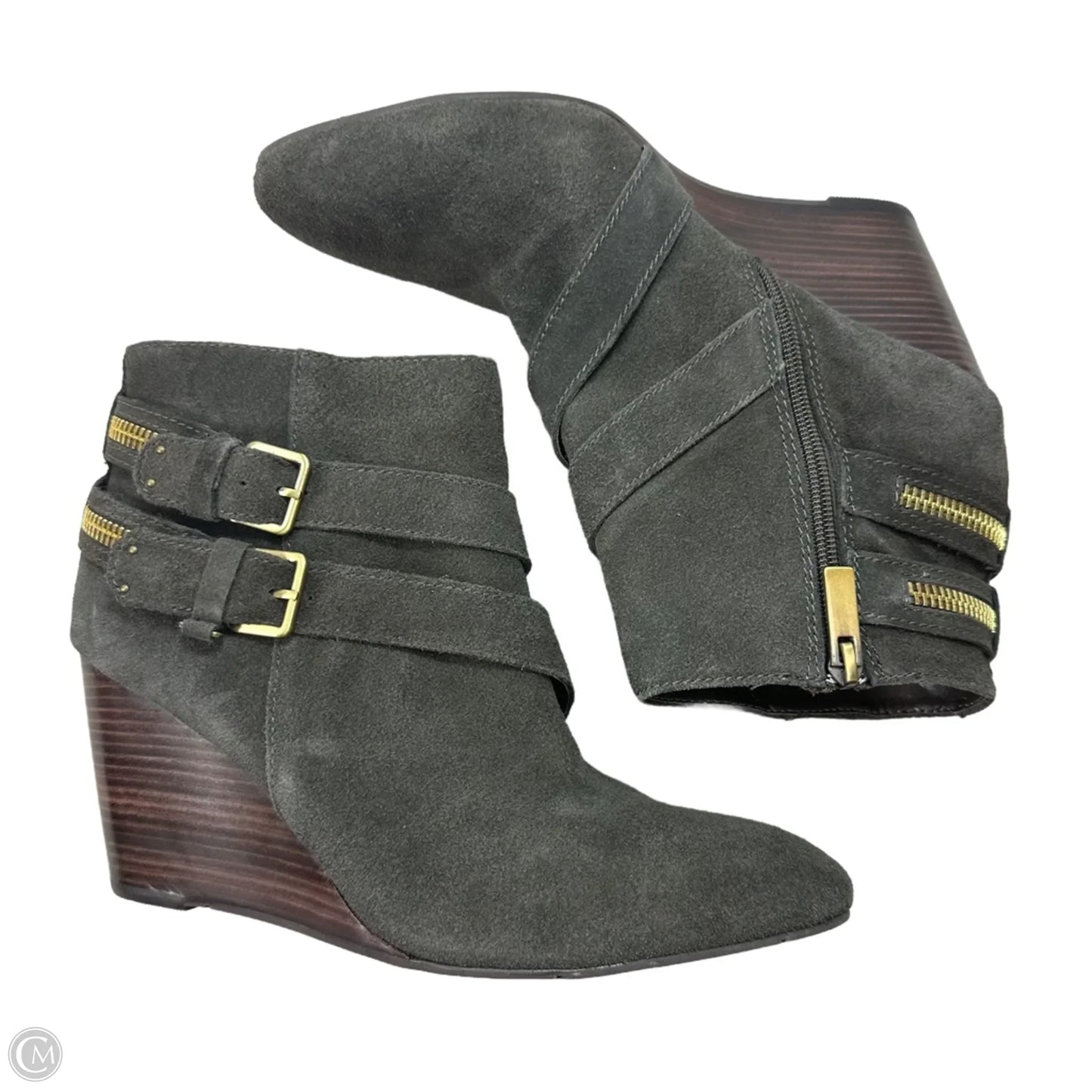 Boots Ankle Heels By Dv In Grey, Size: 9.5