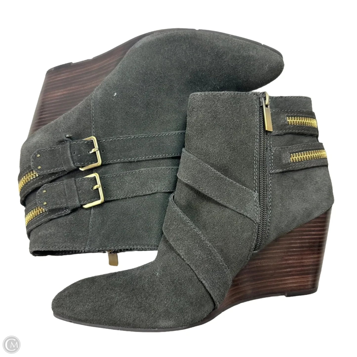 Boots Ankle Heels By Dv In Grey, Size: 9.5