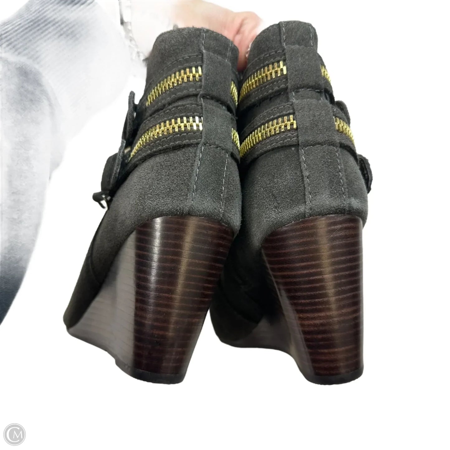 Boots Ankle Heels By Dv In Grey, Size: 9.5