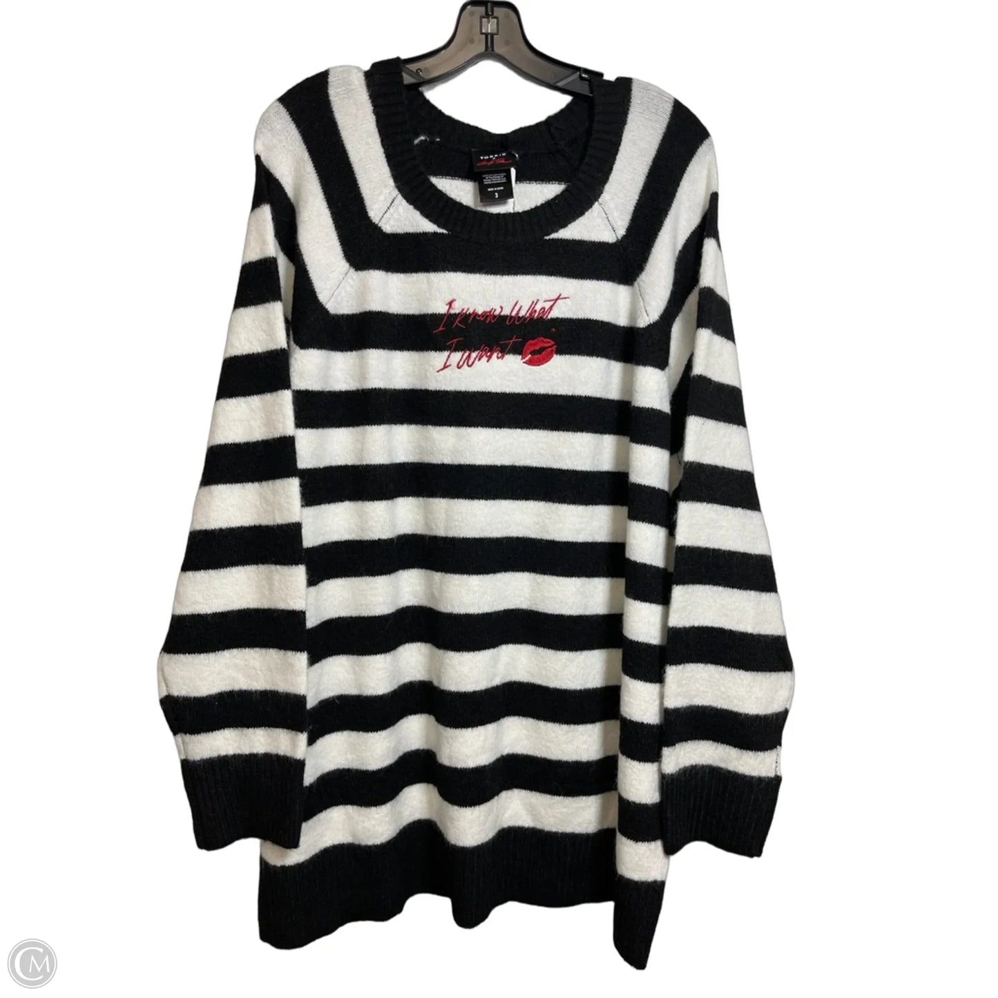 Sweater By Torrid In Black & White, Size: 3x