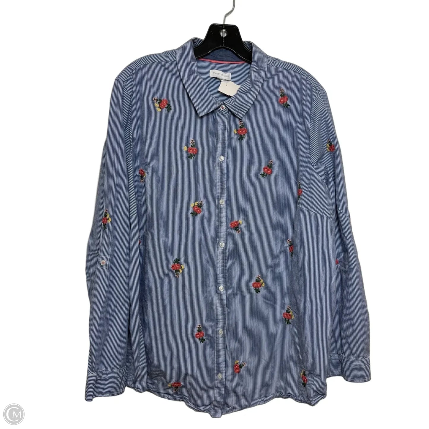 Top Long Sleeve By Charter Club In Striped Pattern, Size: Xxl