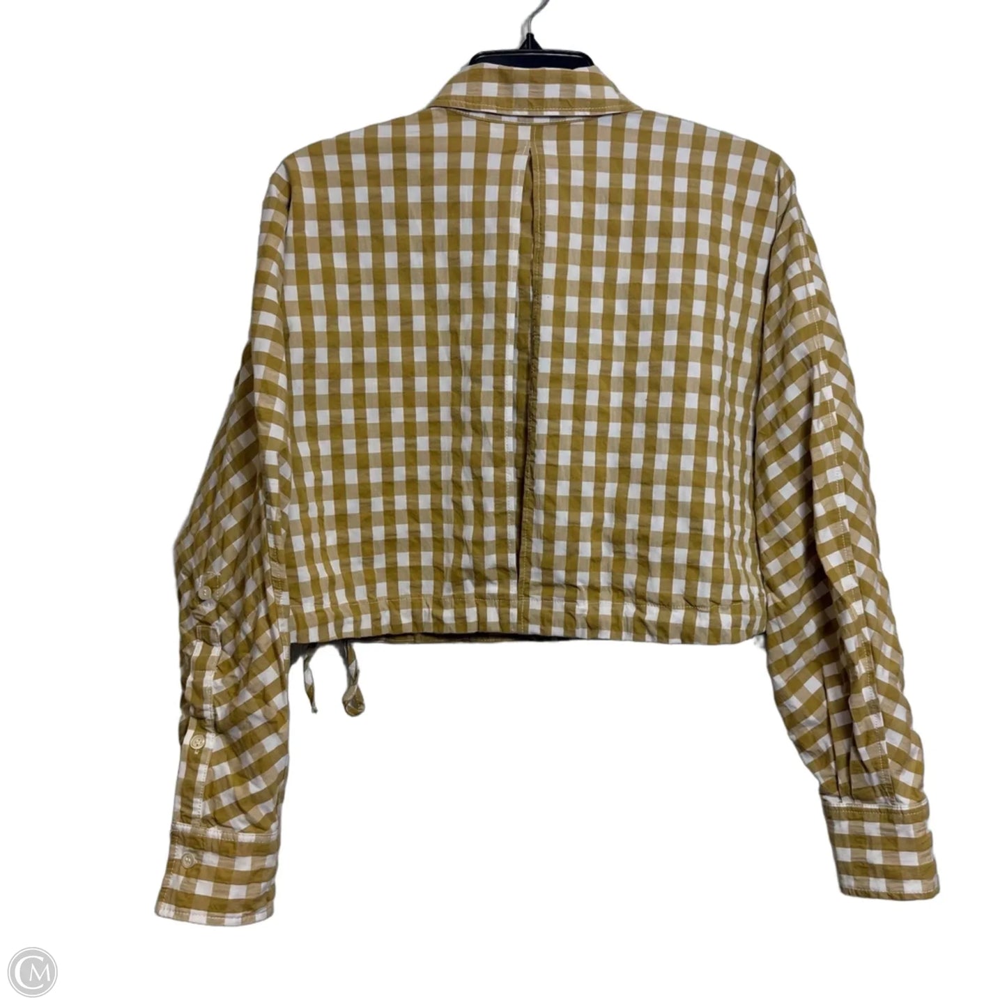 Top Long Sleeve By Zara Basic In Checkered Pattern, Size: M