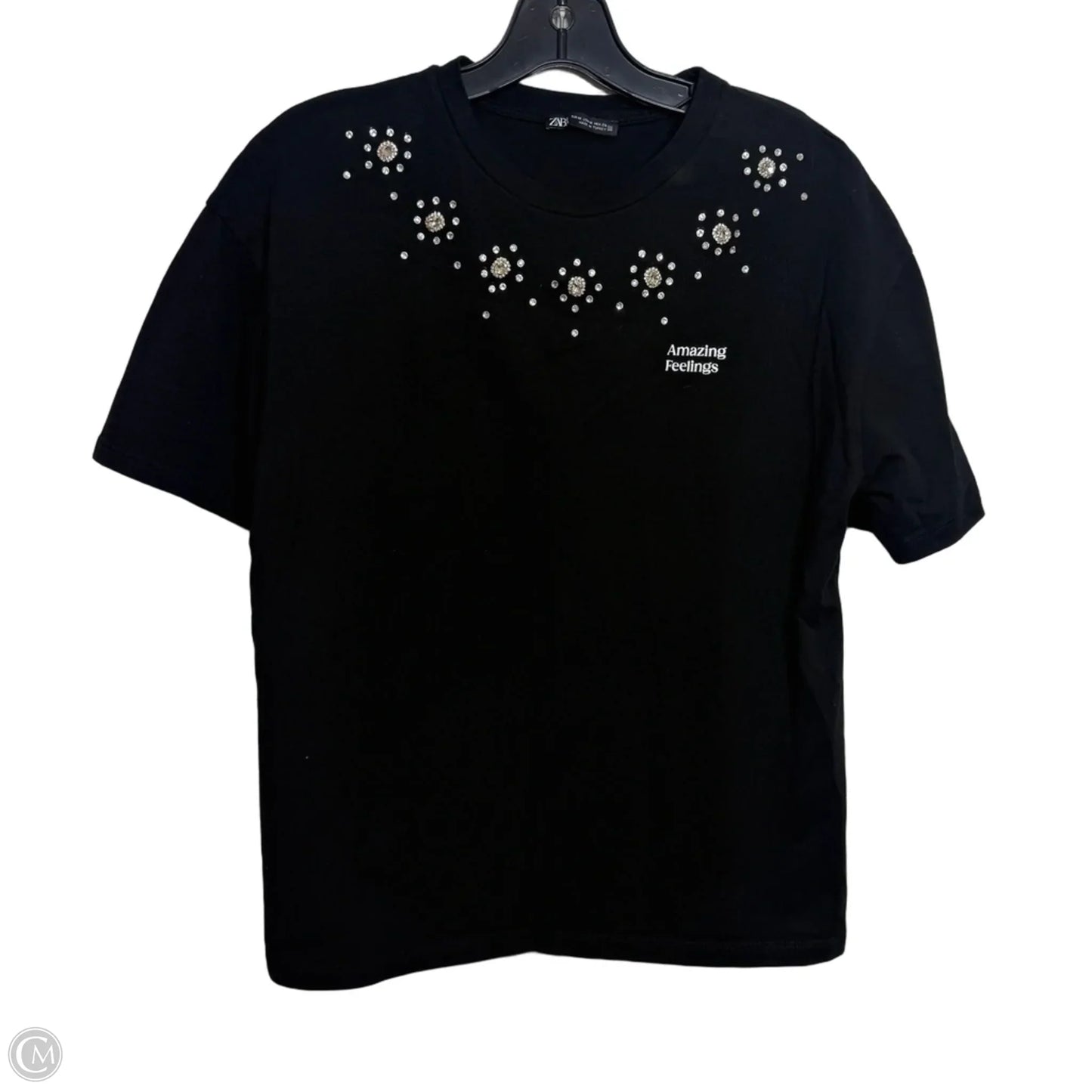 Top Short Sleeve By Zara Basic In Black, Size: M