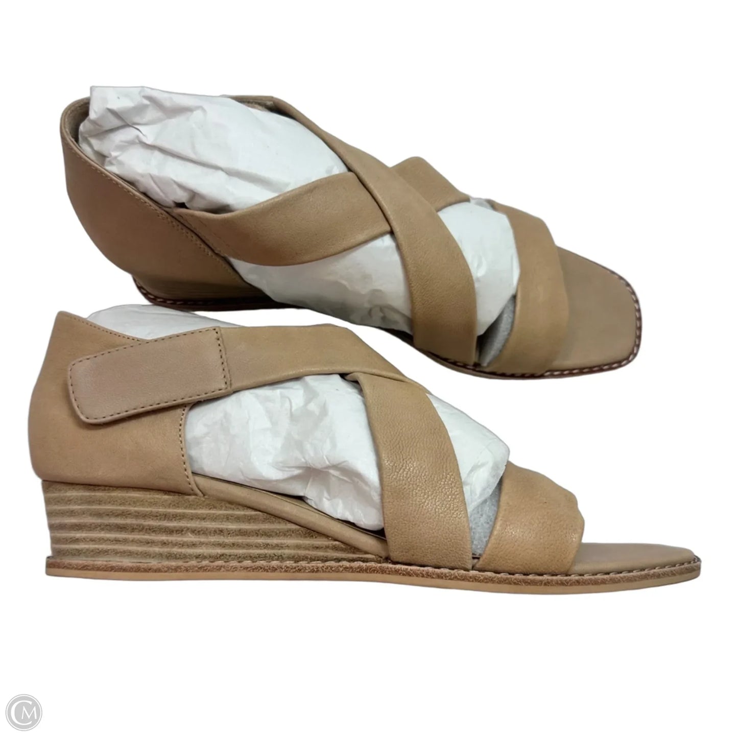 Sandals Heels Wedge By Vaneli In Tan, Size: 8.5