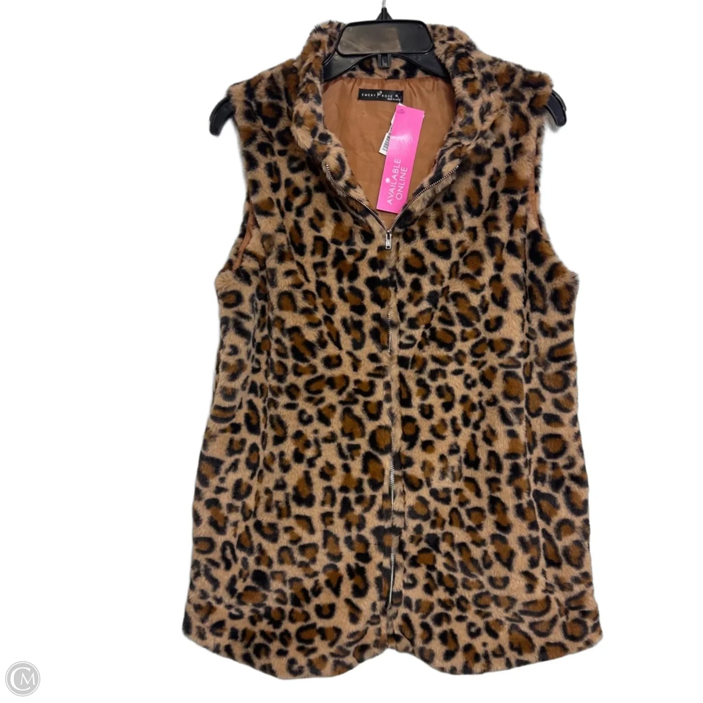 Vest Faux Fur & Sherpa By Emery Rose In Leopard Print, Size: M