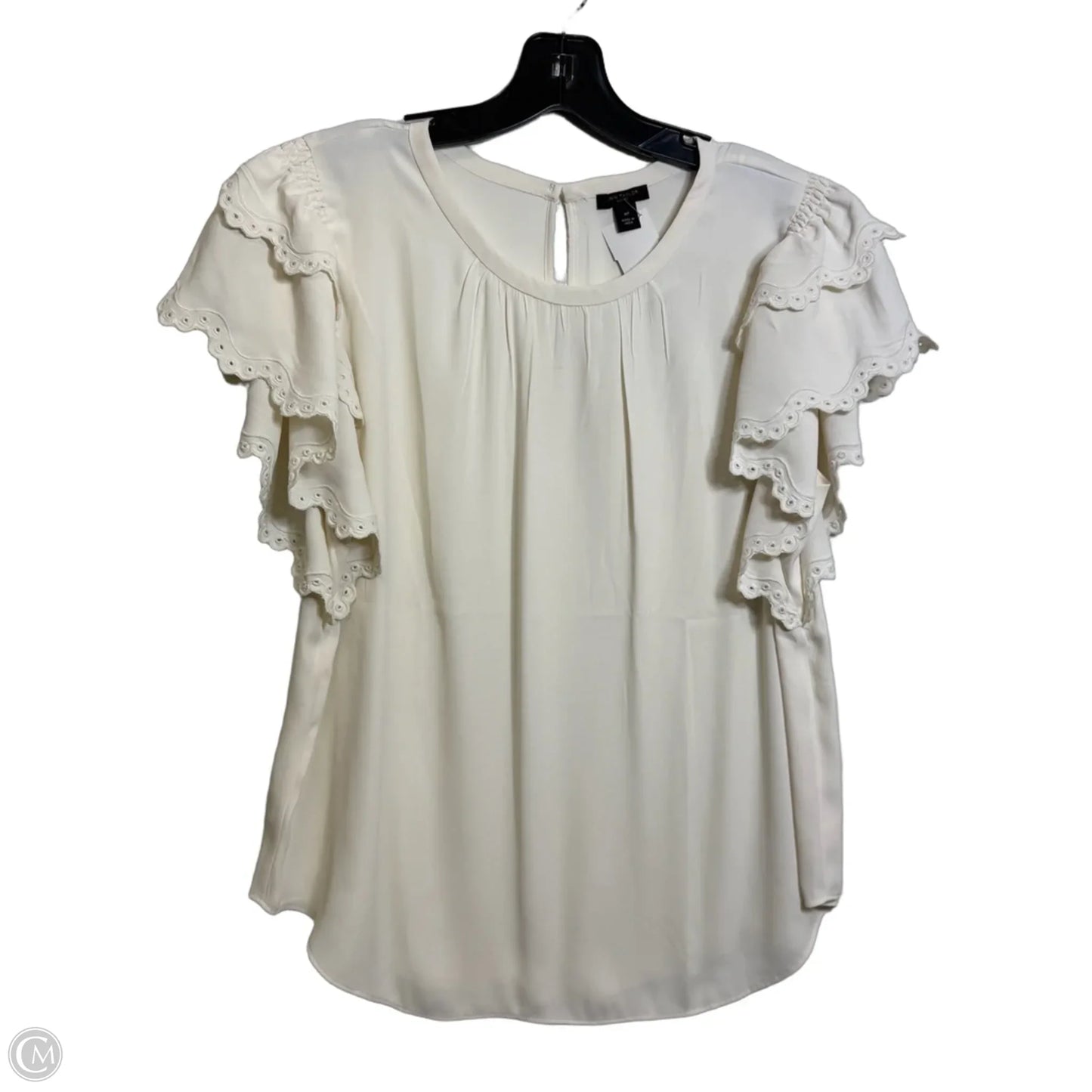 Top Short Sleeve By Ann Taylor In Cream, Size: Mp