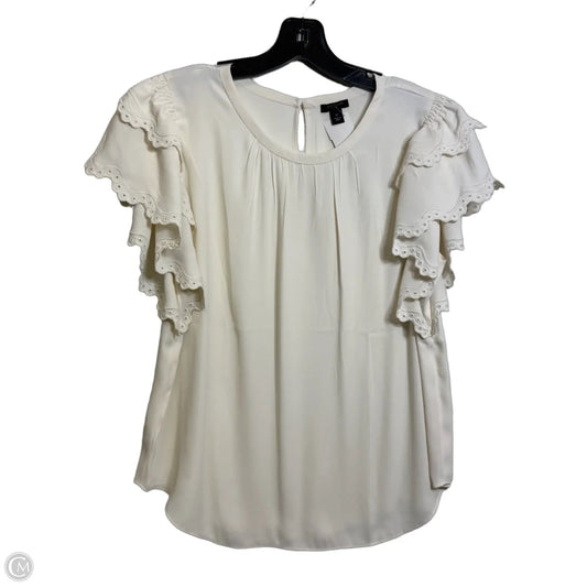 Top Short Sleeve By Ann Taylor In Cream, Size: Mp