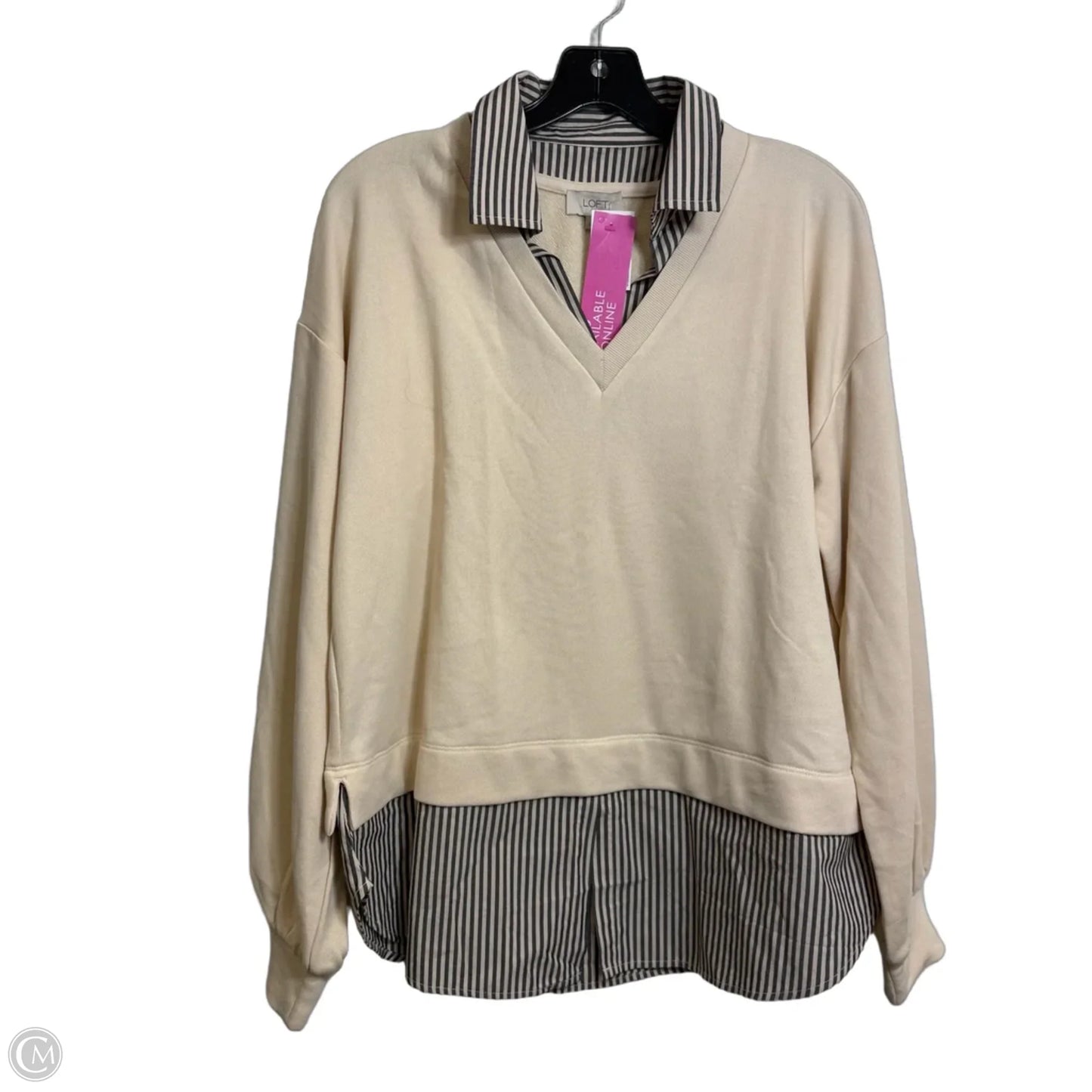 Top Long Sleeve By Loft In Cream, Size: L