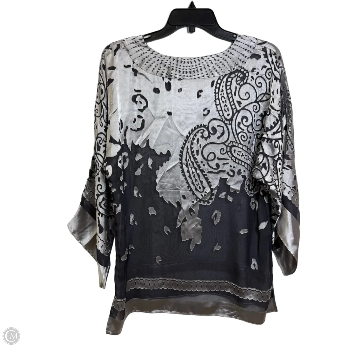 Top 3/4 Sleeve By Chicos In Silver, Size: S